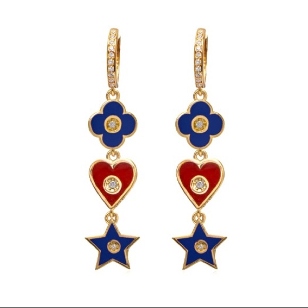 Gabi Rielle Gold Vermeil Enamel Lucky Drop Earring